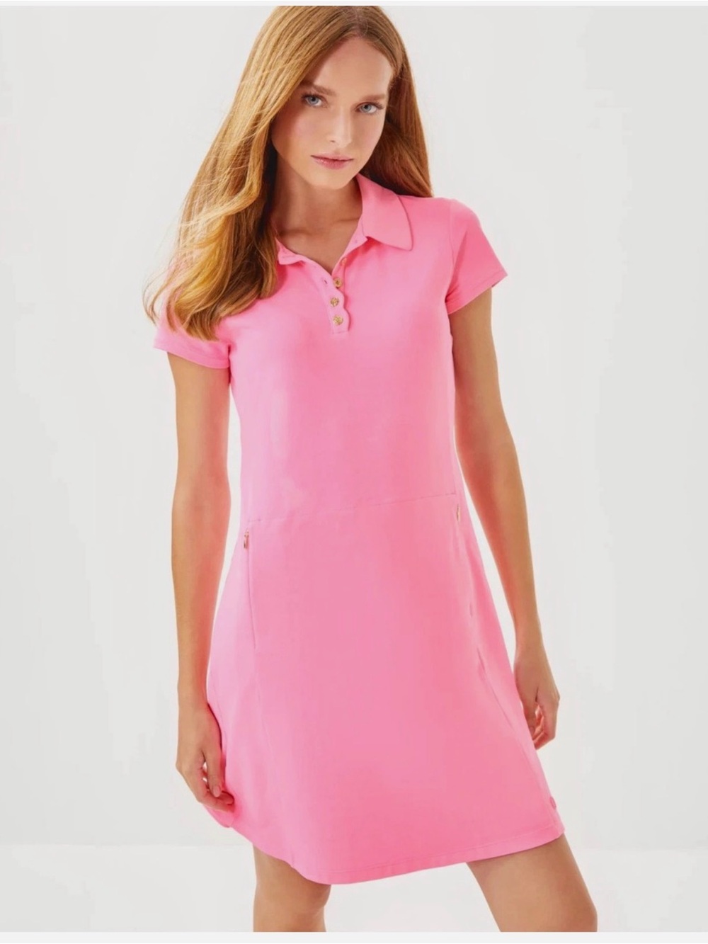 UPF 50+ Lilly Pulitzer Luxletic Frida Scallop Polo Dress with Shorts Sz XS